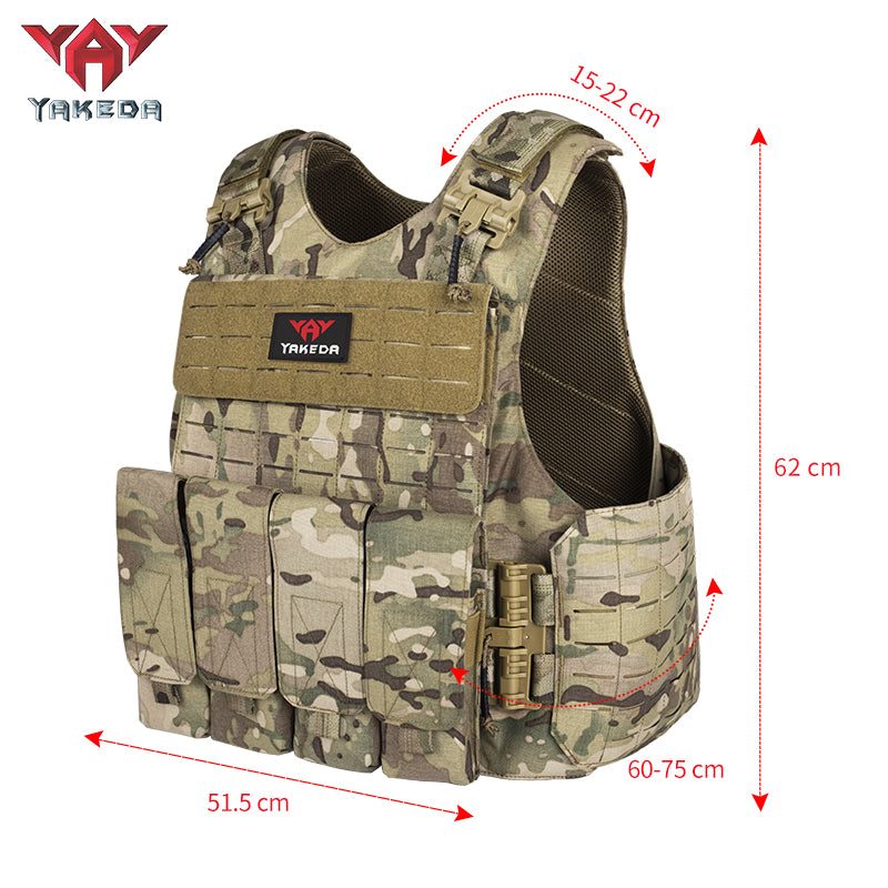 Yakeda VT-8770 Tactical Vest 500D Nylon with PP Webbing Camouflage Design No Additional Features