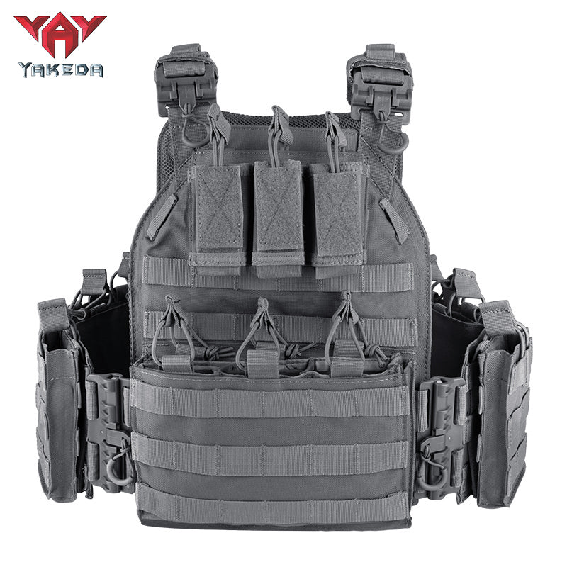 YAKEDA VT-6026-1 Quick Release Tactical Plate Carrier - Adjustable MOLLE Vest for Shooting & Airsoft