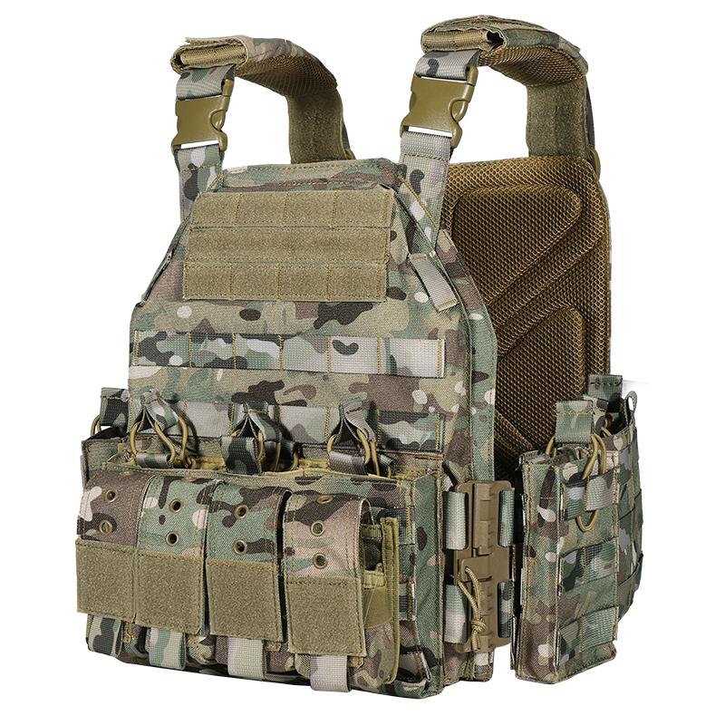 VT-6026-3 QR Outdoor Hunting Sports Vest with Camouflage Design and Multiple Pockets for Tactical Use All Seasons Square Neck