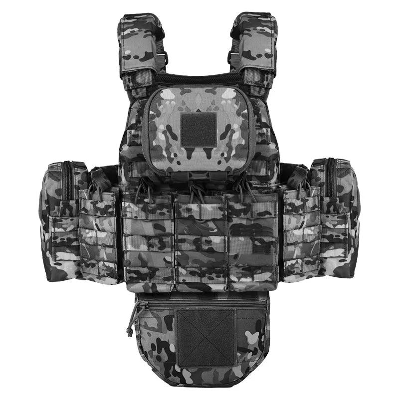YAKEDA VT-6031-8 Modular Tactical Vest - Adjustable Training & Hunting Plate Carrier with Removable Pouches