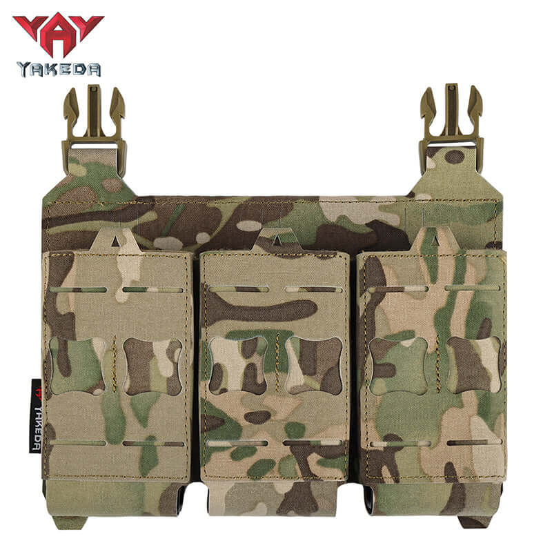 YKD-0119 Yakeda Tactical Nylon Molle Triple Pistol Ammunition Bag in camouflage pattern.