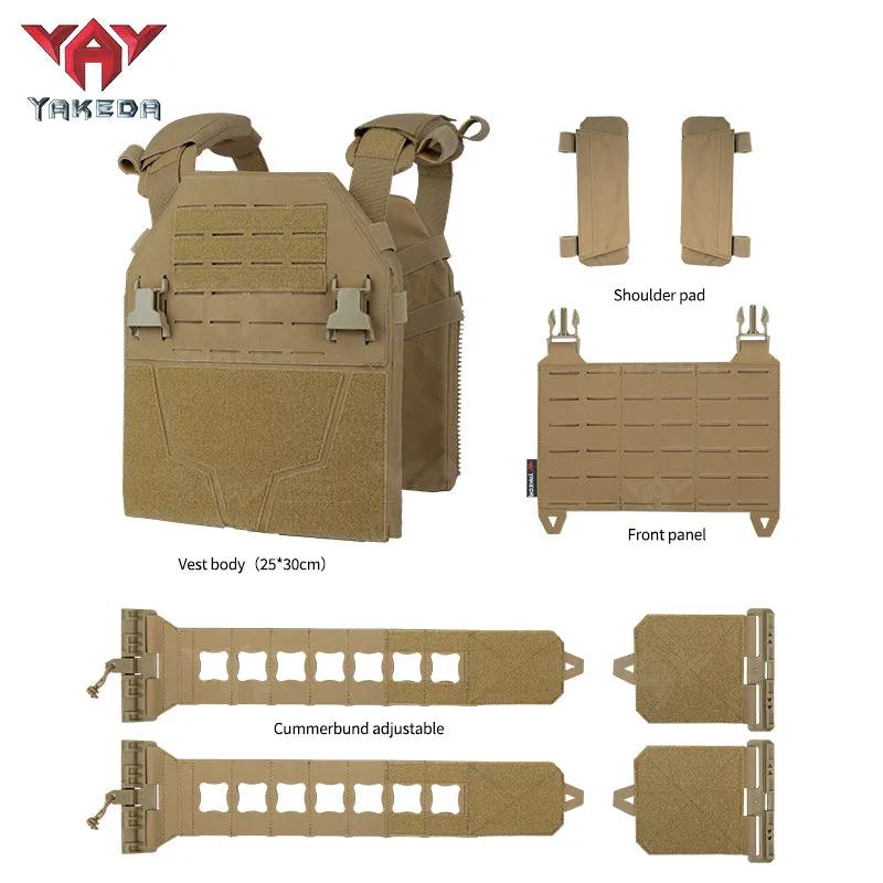 YAKEDA YKD-0103 Lightweight Tactical Plate Carrier - 500D Nylon Laser-Cut MOLLE Vest for Outdoor Training