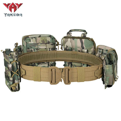 YD-2088 YAKEDA Tactical Belt Outdoor Patrol Multifunctional Eight-Piece Set Can Be Hooked Up Removable Adjustable Tactical Belt - YAKEDA