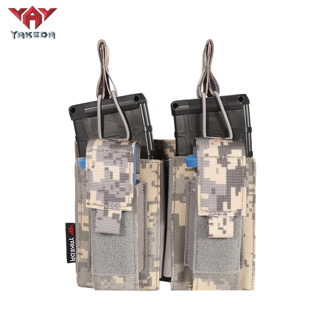 TL-807 Nylon Molle Double Pistol Mag Pouch Other Police Hunting Military AK Mag Holder Tactical - YAKEDA