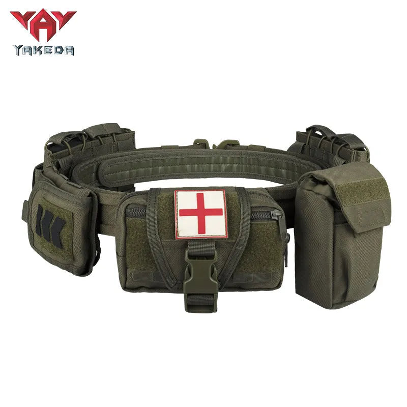 YD-2012 Yakeda Tactical Belt Outdoor Patrol Multifunctional 5-Piece Nylon Removable Adjustable Tactical Belt - YAKEDA