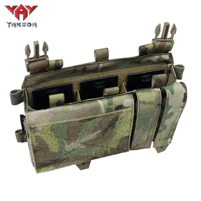 YKD-0202 YAKEDA Tactical Accessories Multifunctional Triple Front Panel Tactical Vest Chest Mount Nylon Side Pouch - YAKEDA