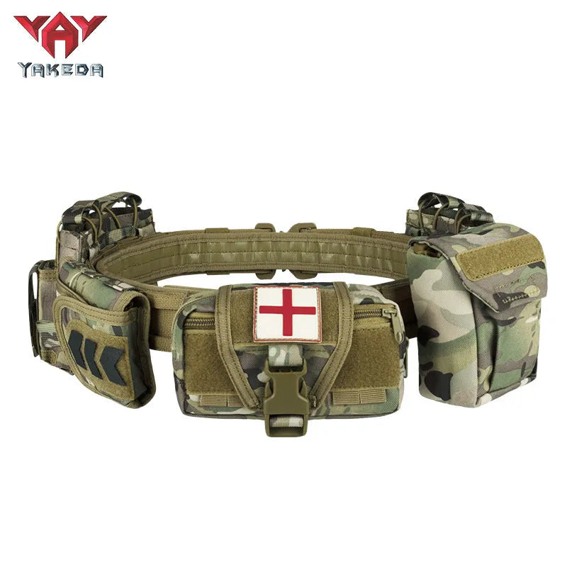 YD-2012 Yakeda Tactical Belt Outdoor Patrol Multifunctional 5-Piece Nylon Removable Adjustable Tactical Belt - YAKEDA