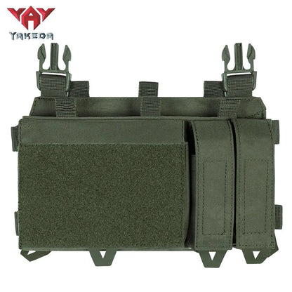 YKD-0202 YAKEDA Tactical Accessories Multifunctional Triple Front Panel Tactical Vest Chest Mount Nylon Side Pouch - YAKEDA