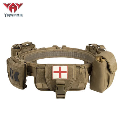 YD-2012 Yakeda Tactical Belt Outdoor Patrol Multifunctional 5-Piece Nylon Removable Adjustable Tactical Belt - YAKEDA