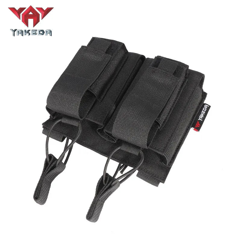 TL-807 Nylon Molle Double Pistol Mag Pouch Other Police Hunting Military AK Mag Holder Tactical - YAKEDA