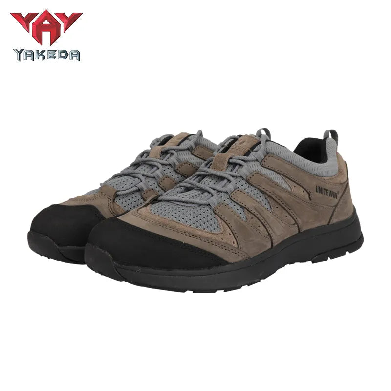 Yakeda Men's Breathable Sneaker Shoes Genuine Leather Wear-resistant Climbing Trekking Outdoor Hiking Boots - YAKEDA