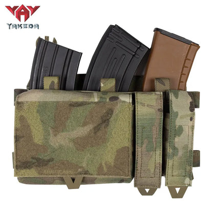 YKD-0202 YAKEDA Tactical Accessories Multifunctional Triple Front Panel Tactical Vest Chest Mount Nylon Side Pouch - YAKEDA