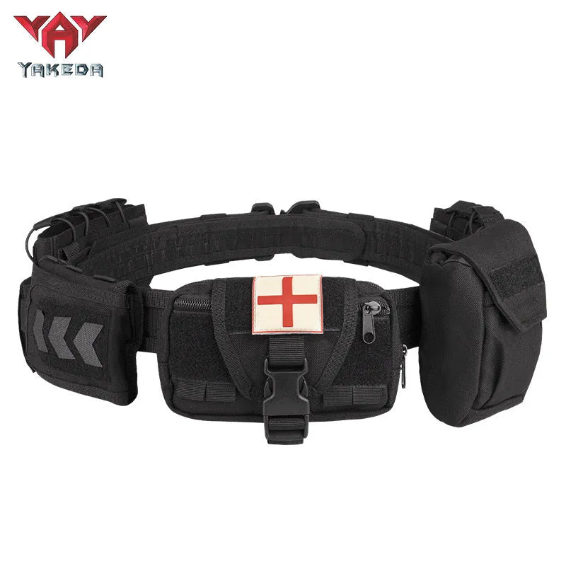 YD-2012 Yakeda Tactical Belt Outdoor Patrol Multifunctional 5-Piece Nylon Removable Adjustable Tactical Belt - YAKEDA