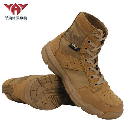 Yakeda 2021 Tactical Military usa Black Boots Casual Lace Leather Hiking Shoes Genuine Leather Army Boots for Men - YAKEDA