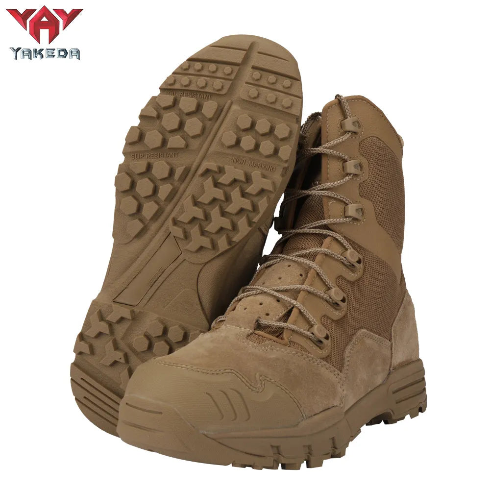 Yakeda Men's Genuine Leather shoes Wear-resistant Climbing Trekking Outdoor Hiking Boots Tactical - YAKEDA