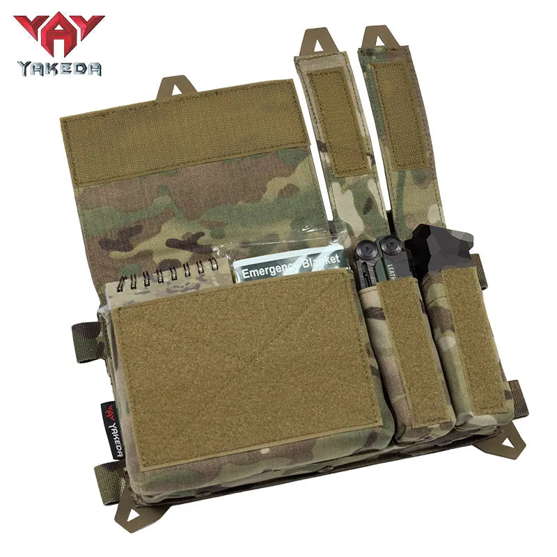 YKD-0202 YAKEDA Tactical Accessories Multifunctional Triple Front Panel Tactical Vest Chest Mount Nylon Side Pouch - YAKEDA