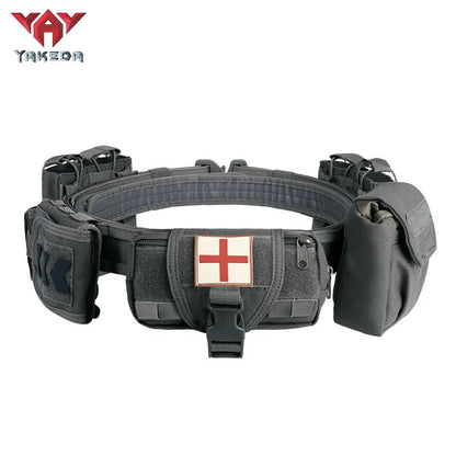 YD-2012 Yakeda Tactical Belt Outdoor Patrol Multifunctional 5-Piece Nylon Removable Adjustable Tactical Belt - YAKEDA