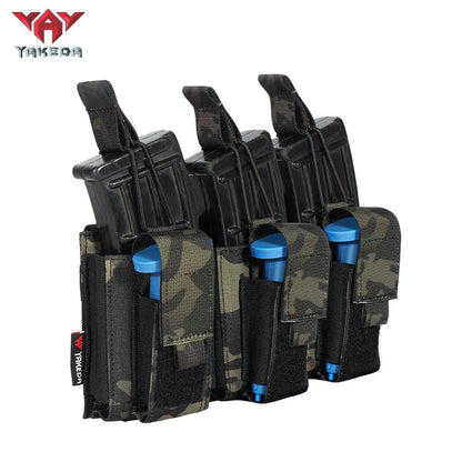 TL-806 Tactical Triple Magazine Nylon 1000D Multi-Purpose molle System Wearable Belt Accessory Pouch - YAKEDA