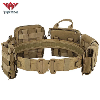 YD-2088 YAKEDA Tactical Belt Outdoor Patrol Multifunctional Eight-Piece Set Can Be Hooked Up Removable Adjustable Tactical Belt - YAKEDA