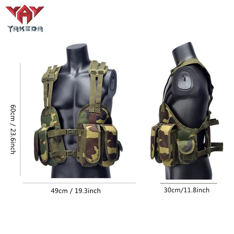 YG-001 Tactical Chest Rig Adjustable Padded Modular Military Vest Magazine Holder Pocket Platform Tactical Vest Waistcoat - YAKEDA