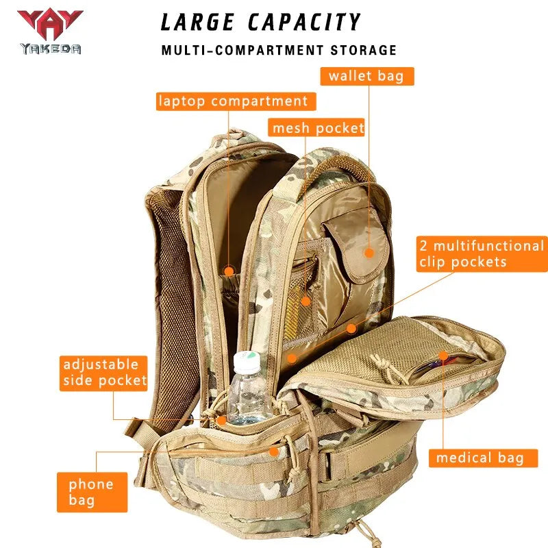 KF-087 Tactical Backpack 1000D Military Army Bag Outdoor Waterproof 40L Bagpack Waterproof Travel Hiking Mochila Molle Bags - YAKEDA