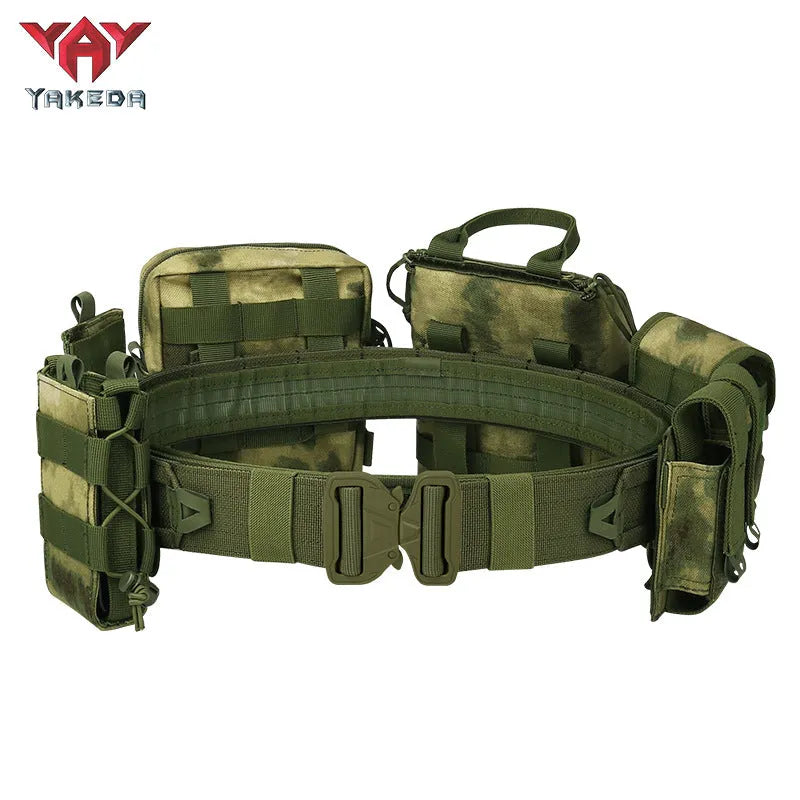 YD-2088 YAKEDA Tactical Belt Outdoor Patrol Multifunctional Eight-Piece Set Can Be Hooked Up Removable Adjustable Tactical Belt - YAKEDA