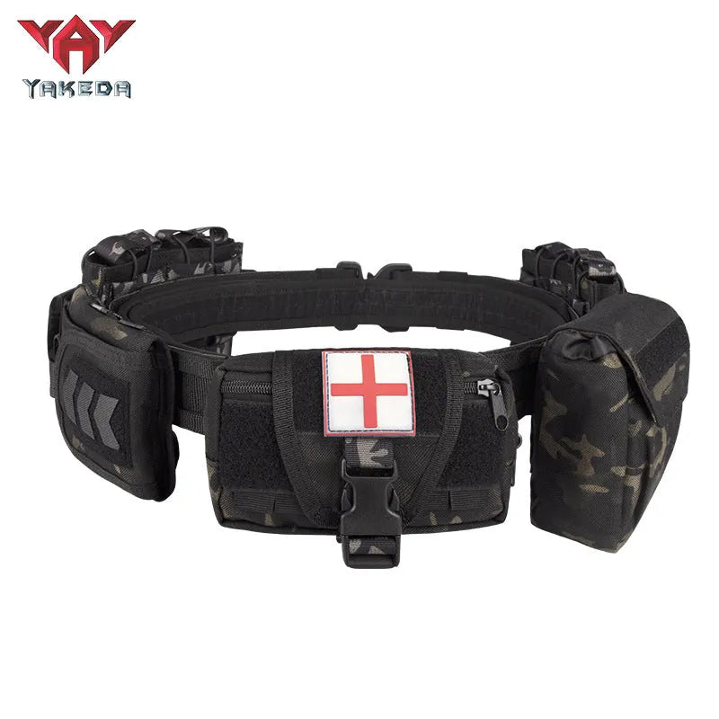 YD-2012 Yakeda Tactical Belt Outdoor Patrol Multifunctional 5-Piece Nylon Removable Adjustable Tactical Belt - YAKEDA