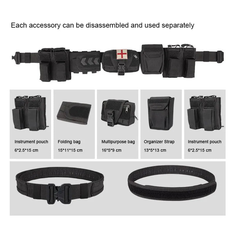 YD-2012 Yakeda Tactical Belt Outdoor Patrol Multifunctional 5-Piece Nylon Removable Adjustable Tactical Belt - YAKEDA