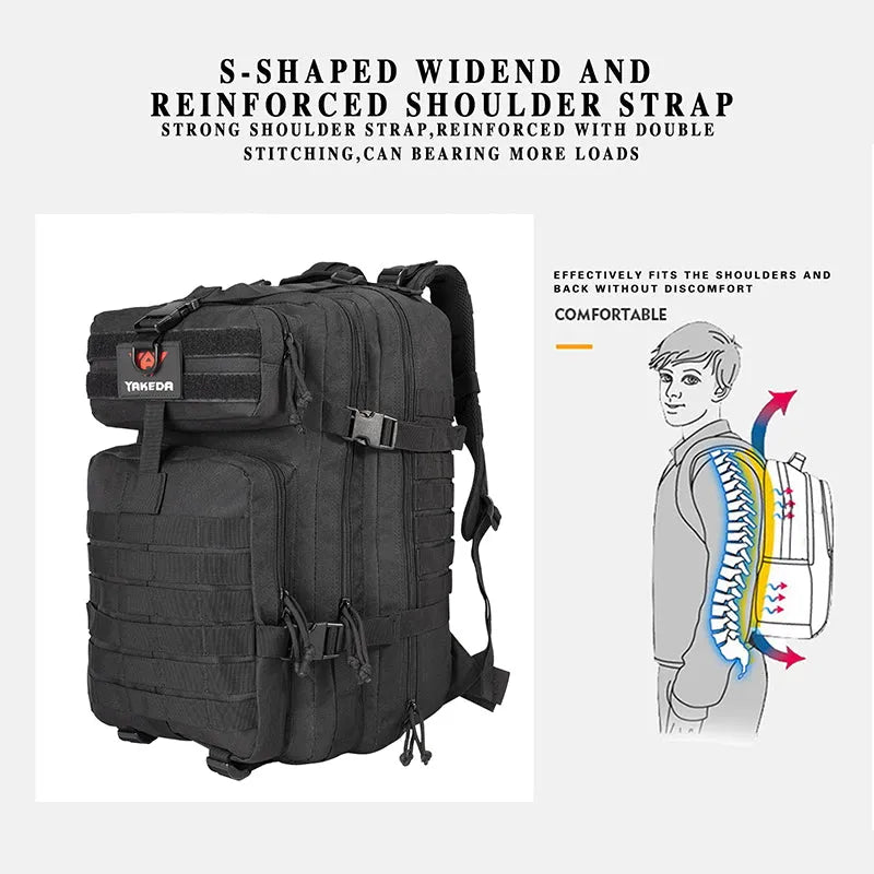 YAKEDA バックパック　ミリタリー　ブラック TACTICAL BACKPACK – YAKEDA