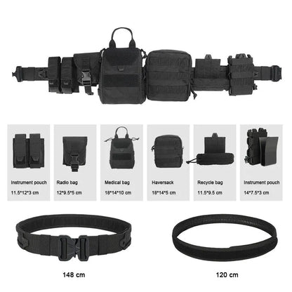 YD-2088 YAKEDA Tactical Belt Outdoor Patrol Multifunctional Eight-Piece Set Can Be Hooked Up Removable Adjustable Tactical Belt - YAKEDA