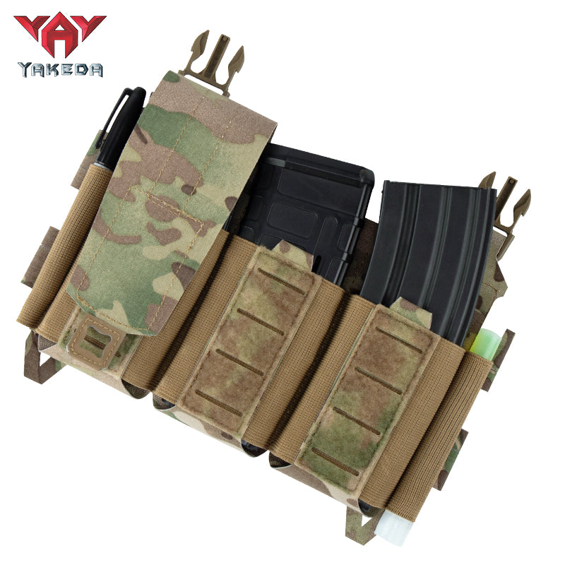YKD-0144-762 Short Tactical Pack With Three Front Magazine Pouches And Molle System With Buckles