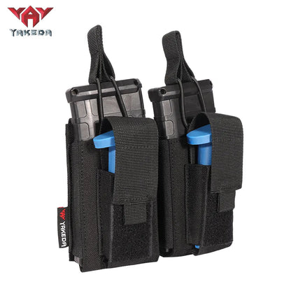 TL-807 Nylon Molle Double Pistol Mag Pouch Other Police Hunting Military AK Mag Holder Tactical - YAKEDA