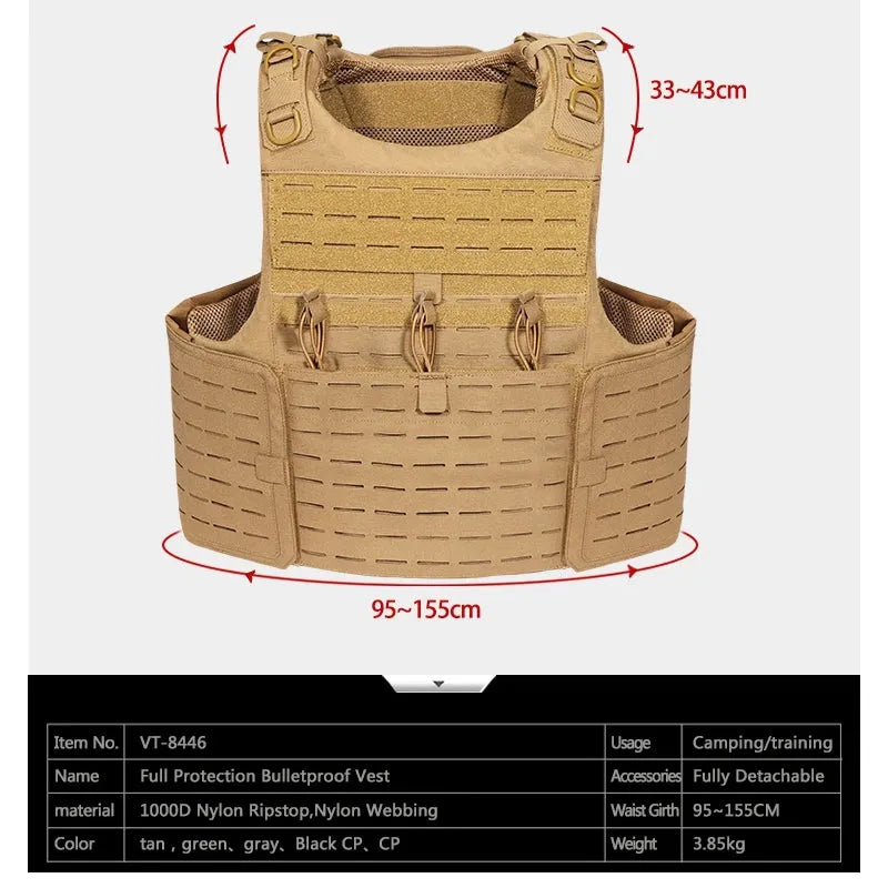 VT-8446 YAKEDA Latest Fashion Full Protection Military Tactical Vest Molle Chaleco Tactico Laser Cut Plate Carrier Bullet Proof Vest - YAKEDA