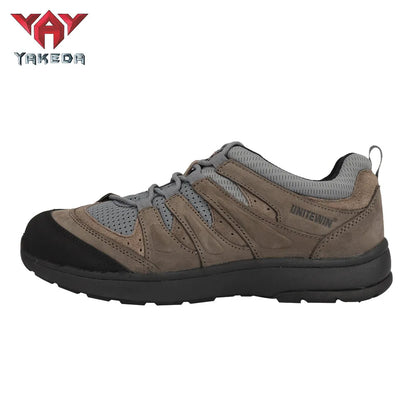 Yakeda Men's Breathable Sneaker Shoes Genuine Leather Wear-resistant Climbing Trekking Outdoor Hiking Boots - YAKEDA