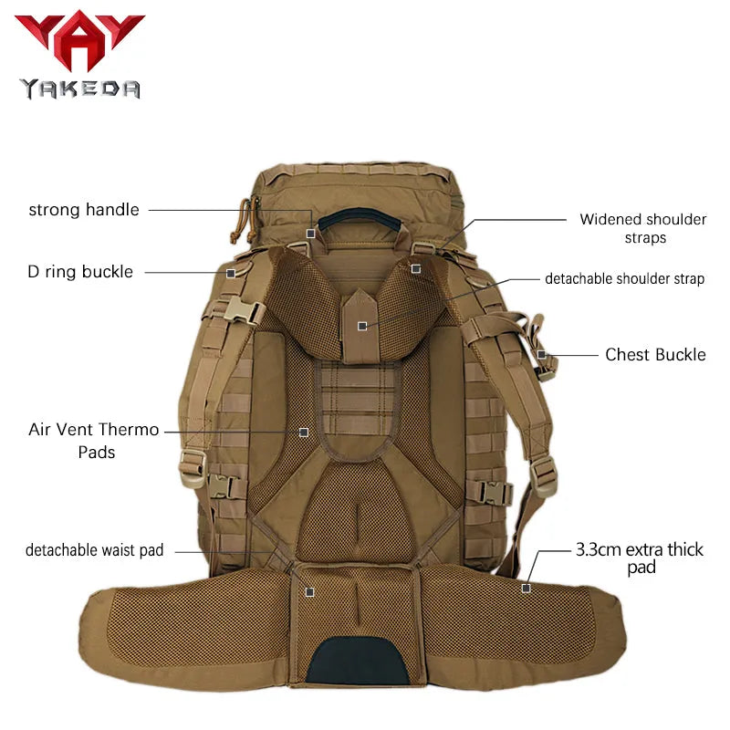 19780 YAKEDA Tactical Backpack Military Rucksack Traveling Hiking Outdoor 90L - YAKEDA