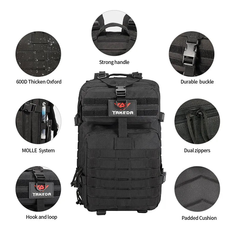 BK-2265 YAKEDA Tactical Backpack Molle System 3P Outdoor Backpack - YAKEDA