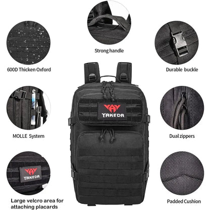 BK-2266 YAKEDA Tactical Backpack, Large 3 Day MOLLE Assault Pack Backpack Bug out Bag Backpack - YAKEDA