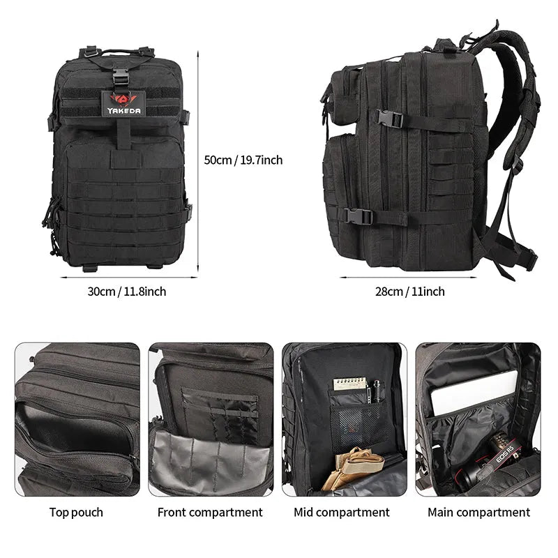 BK-2265 YAKEDA Tactical Backpack Molle System 3P Outdoor Backpack - YAKEDA