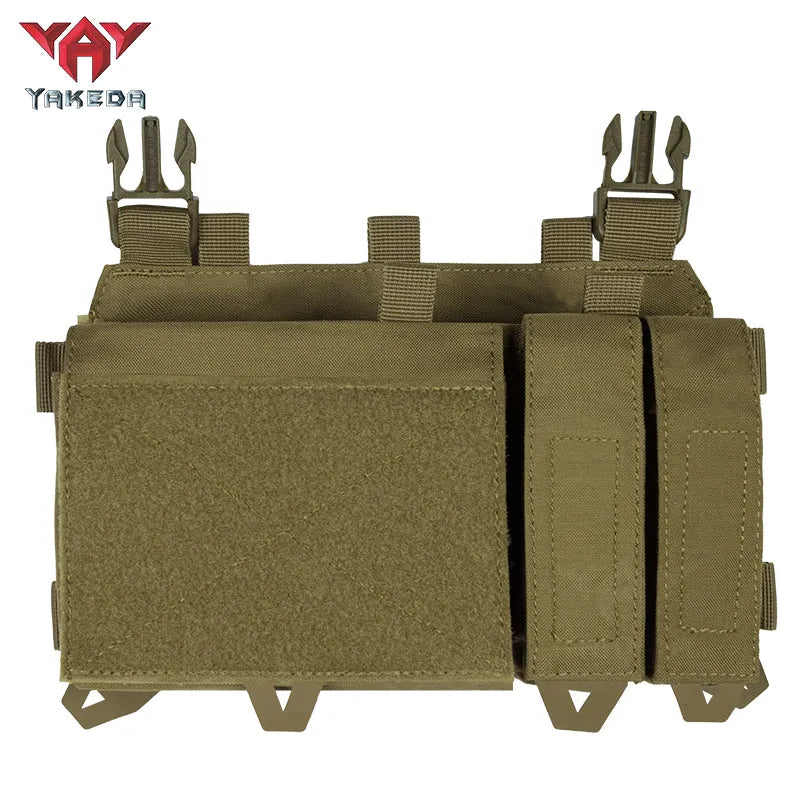 YKD-0202 YAKEDA Tactical Accessories Multifunctional Triple Front Panel Tactical Vest Chest Mount Nylon Side Pouch - YAKEDA