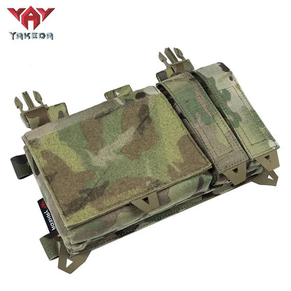 YKD-0202 YAKEDA Tactical Accessories Multifunctional Triple Front Panel Tactical Vest Chest Mount Nylon Side Pouch - YAKEDA