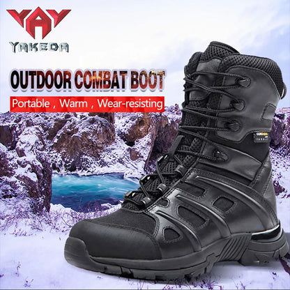 Yakeda Outdoor Hiking Booots Side Zipper shoes Combat Military Leather army tactical Boots for Women men - YAKEDA