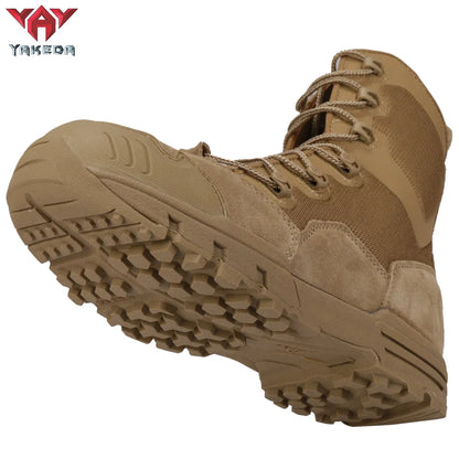 Yakeda Men's Genuine Leather shoes Wear-resistant Climbing Trekking Outdoor Hiking Boots Tactical - YAKEDA