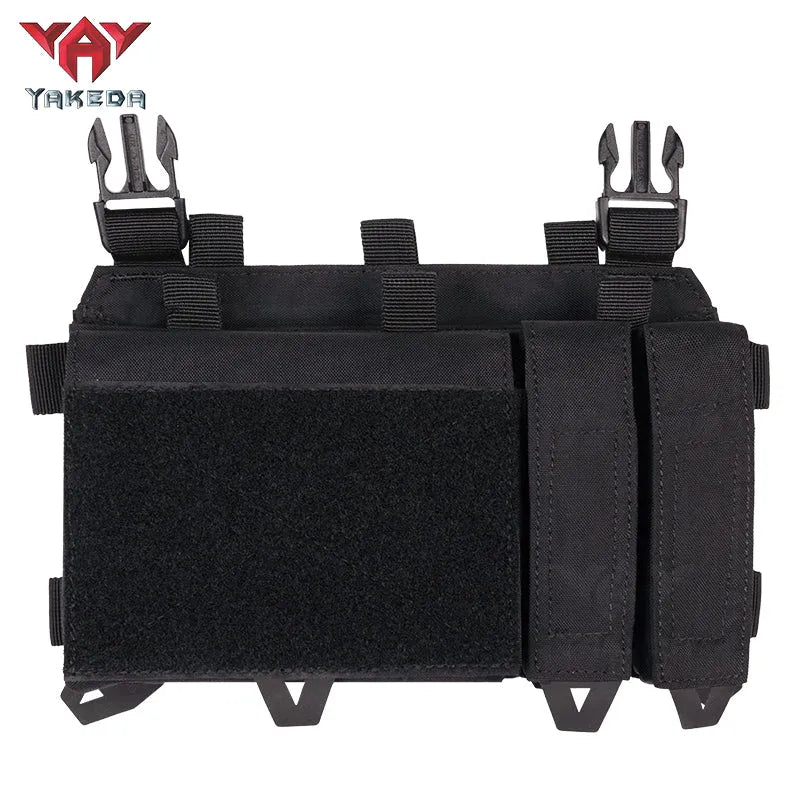 YKD-0202 YAKEDA Tactical Accessories Multifunctional Triple Front Panel Tactical Vest Chest Mount Nylon Side Pouch - YAKEDA