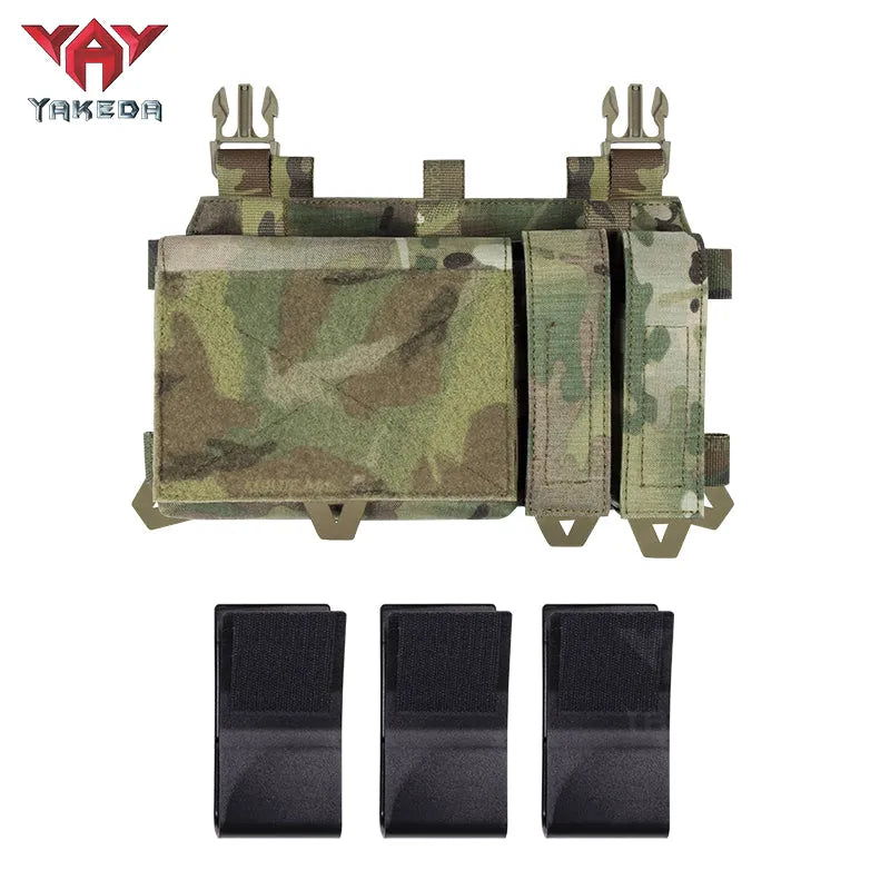 YKD-0202 YAKEDA Tactical Accessories Multifunctional Triple Front Panel Tactical Vest Chest Mount Nylon Side Pouch - YAKEDA