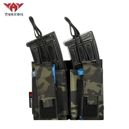 TL-807 Nylon Molle Double Pistol Mag Pouch Other Police Hunting Military AK Mag Holder Tactical - YAKEDA