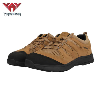 Yakeda Men's Breathable Sneaker Shoes Genuine Leather Wear-resistant Climbing Trekking Outdoor Hiking Boots - YAKEDA