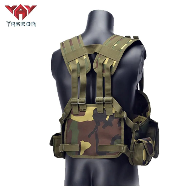 YG-001 Tactical Chest Rig Adjustable Padded Modular Military Vest Magazine Holder Pocket Platform Tactical Vest Waistcoat - YAKEDA