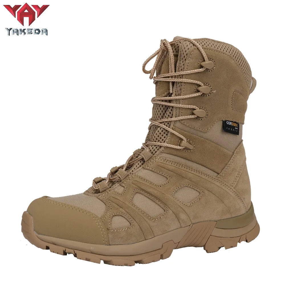 Yakeda Outdoor Hiking Booots Side Zipper shoes Combat Military Leather army tactical Boots for Women men - YAKEDA