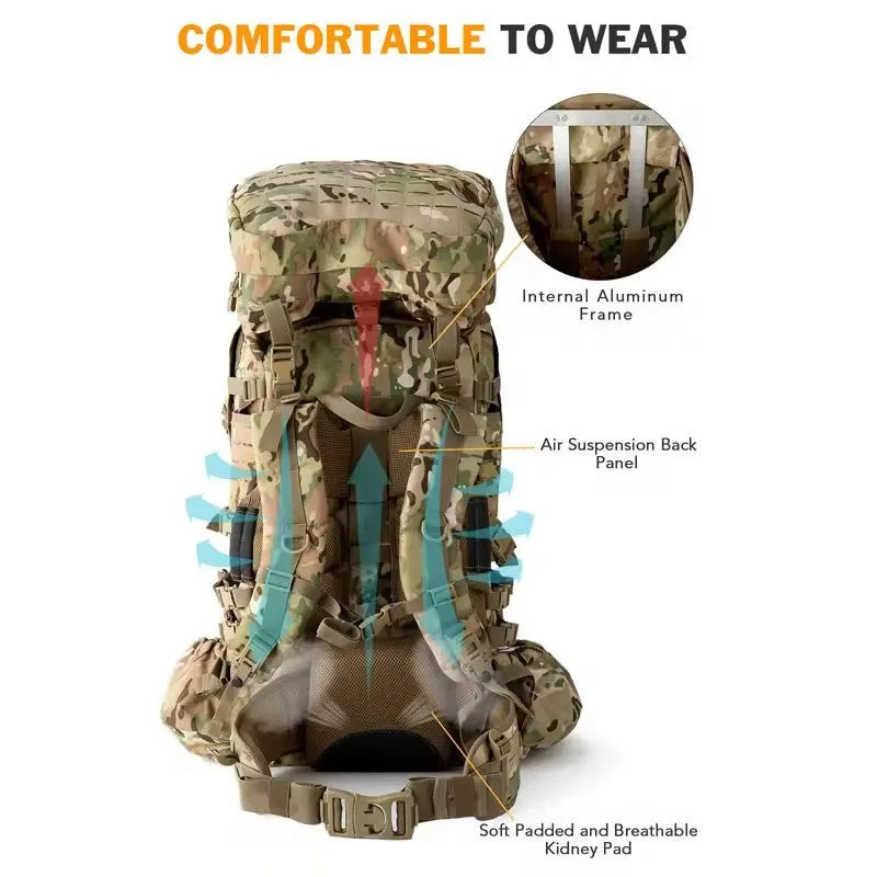 BK-2497 Heavy Duty Large Capacity Mountaineering Bag Waterproof Dustproof Breathable Adventure Outdoor Travel Tactical Backpacks - YAKEDA