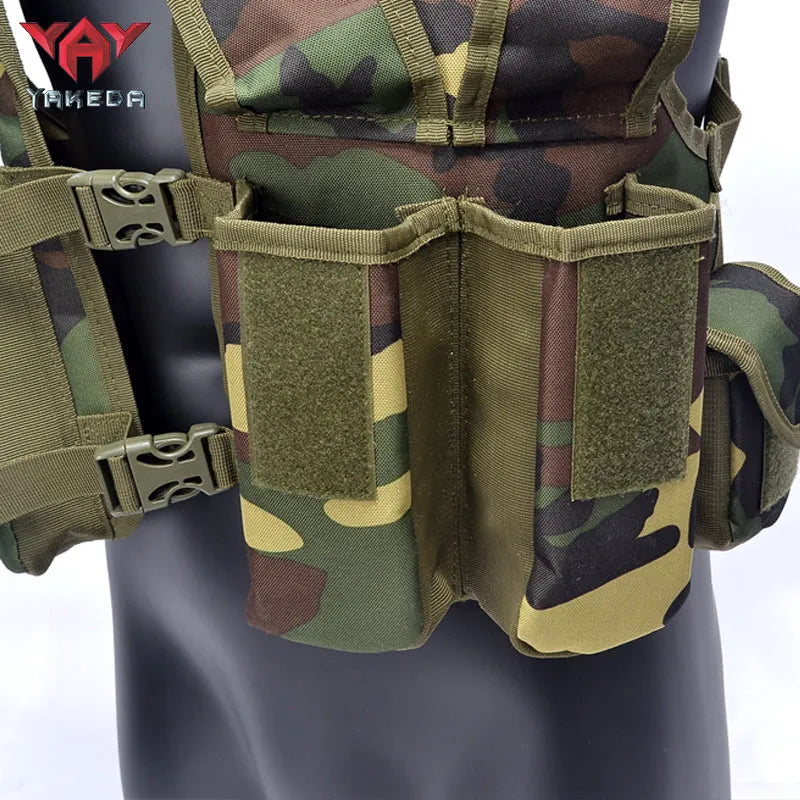 YG-001 Tactical Chest Rig Adjustable Padded Modular Military Vest Magazine Holder Pocket Platform Tactical Vest Waistcoat - YAKEDA